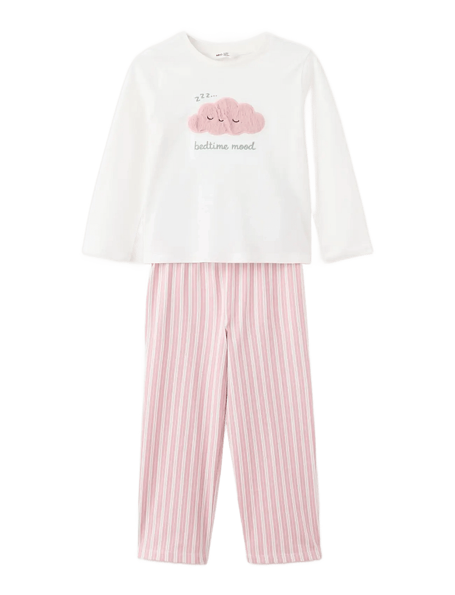 Mango - Full cloud cotton pyjama set - pyjamassæt - natural white - 0