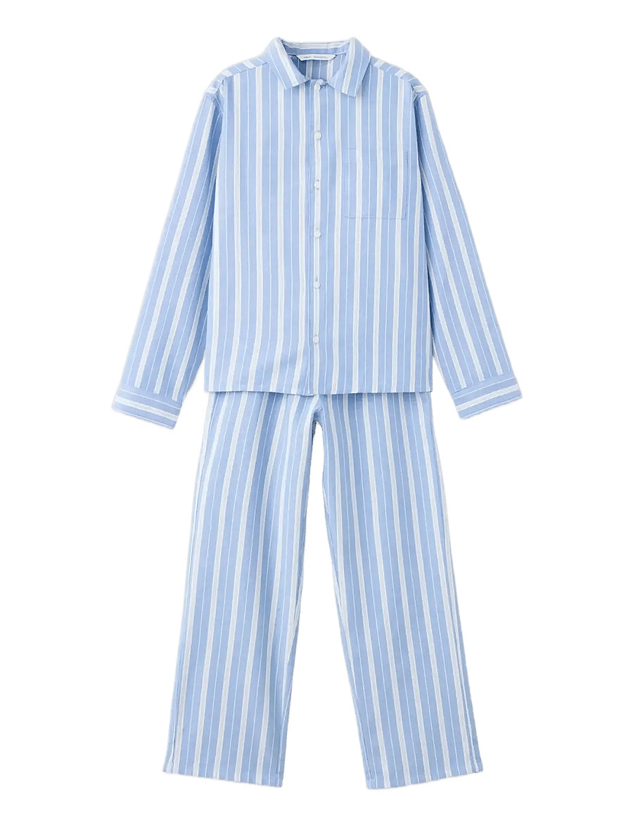Mango - Striped pyjama set - pyjamassæt - medium blue - 0