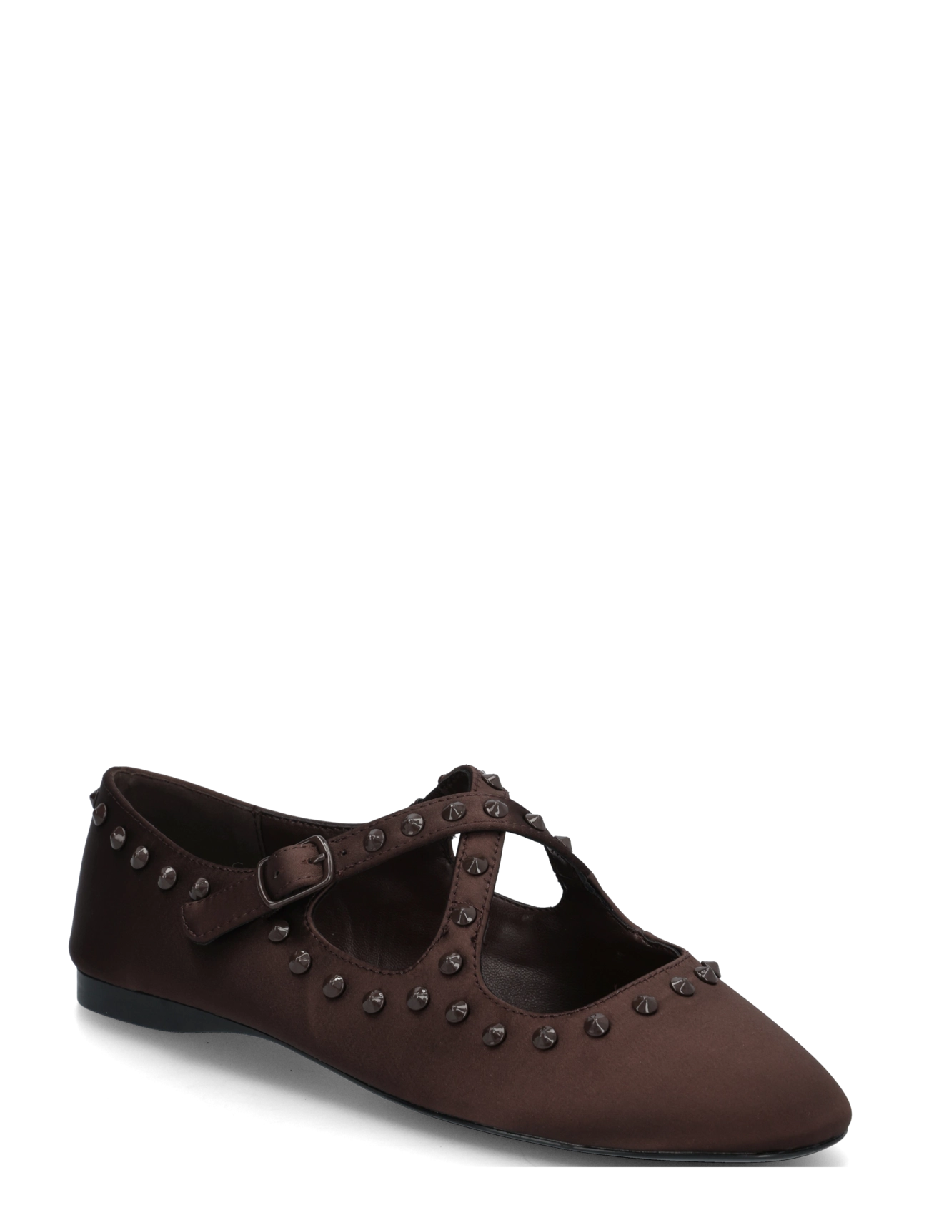 Mango Satin studded ballerinas - Streetstyle - DARK BROWN / brown