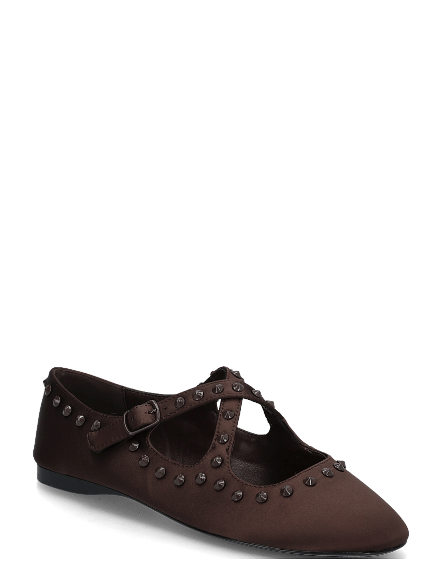 Mango - Satin studded ballerinas - speciella tillfällen - dark brown - 0