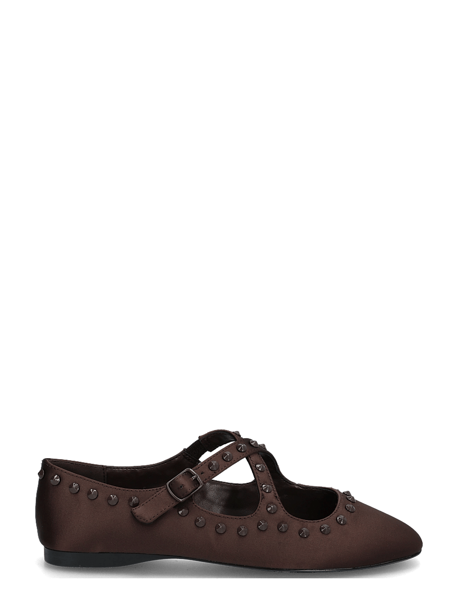Mango - Satin studded ballerinas - speciella tillfällen - dark brown - 2