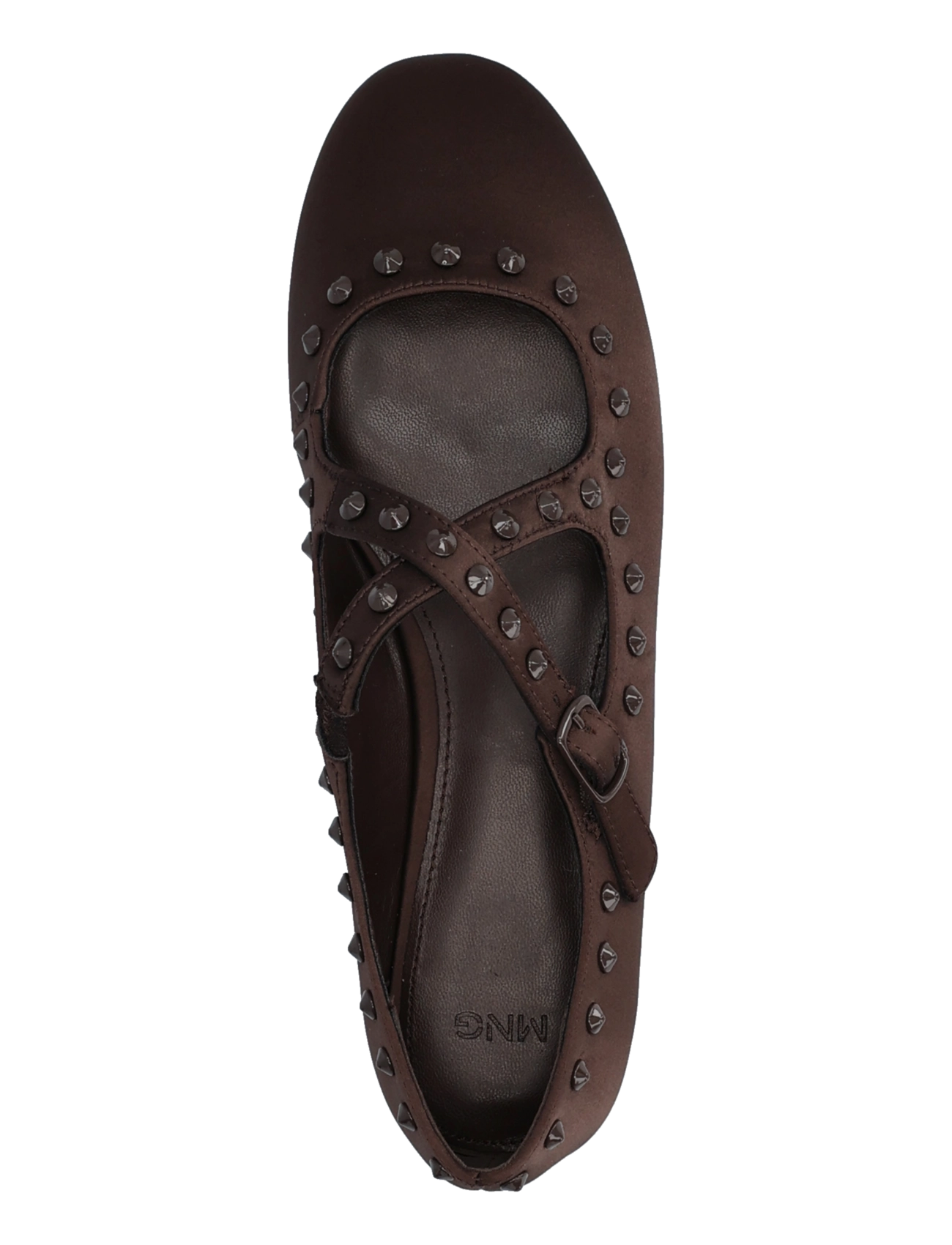 Mango - Satin studded ballerinas - dark brown - 3