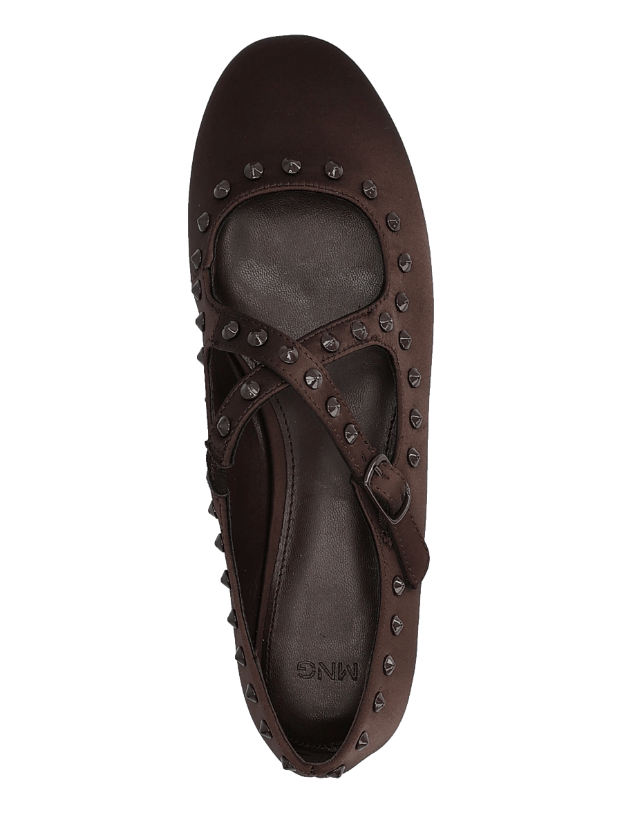 Mango - Satin studded ballerinas - speciella tillfällen - dark brown - 3