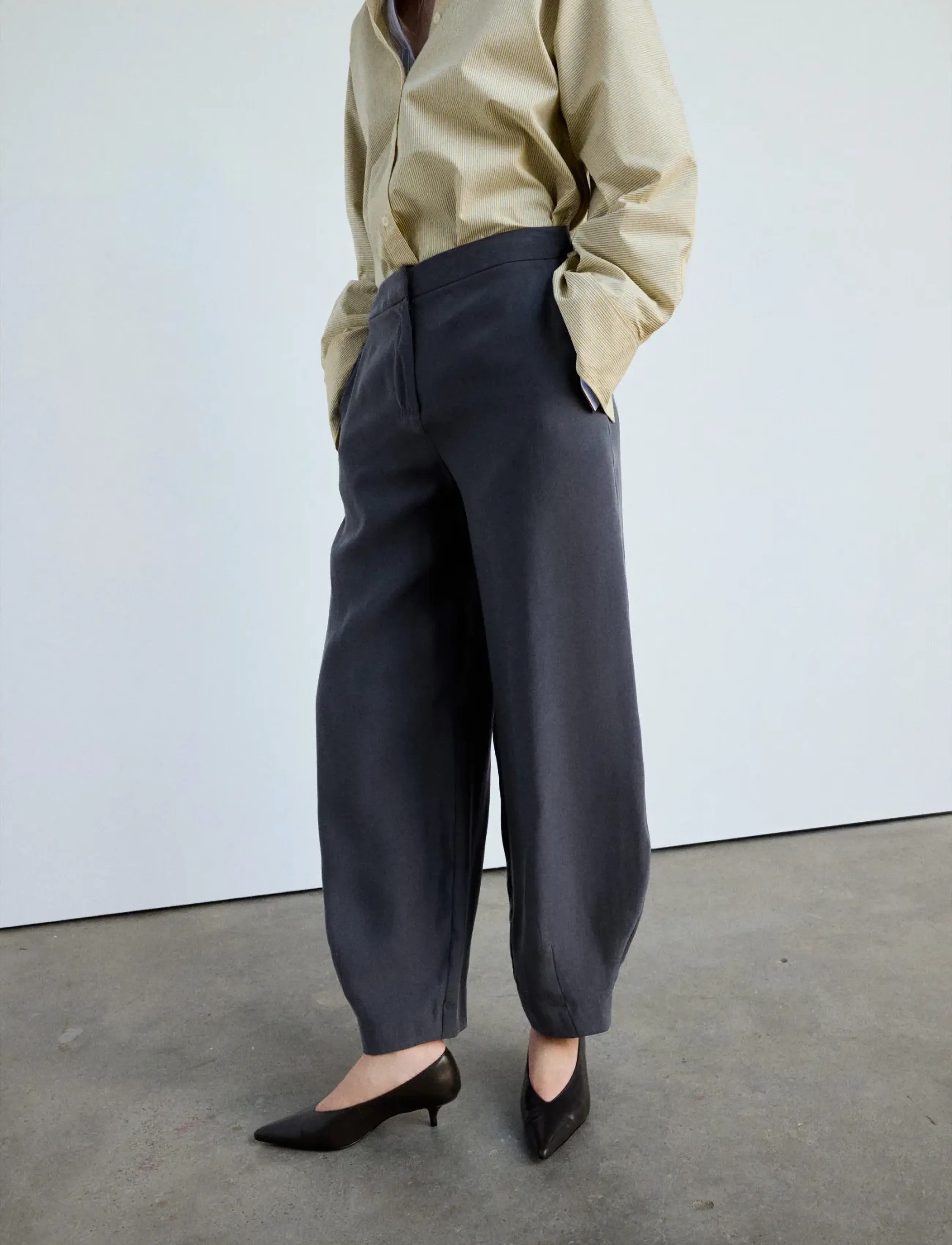Mango Modal balloon trousers - Kläder - CHARCOAL / grey