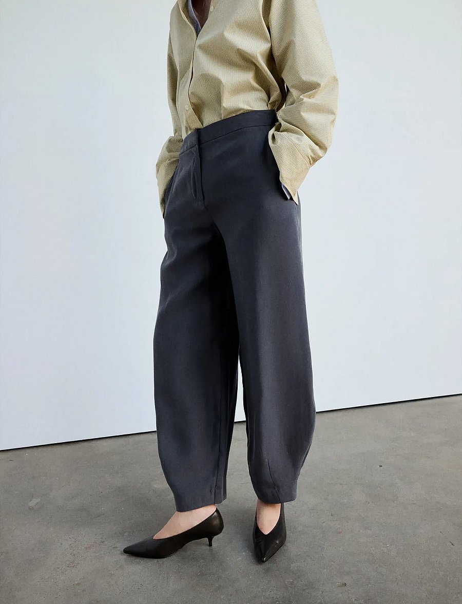 Mango - Modal balloon trousers - barrel-bukser - charcoal - 0
