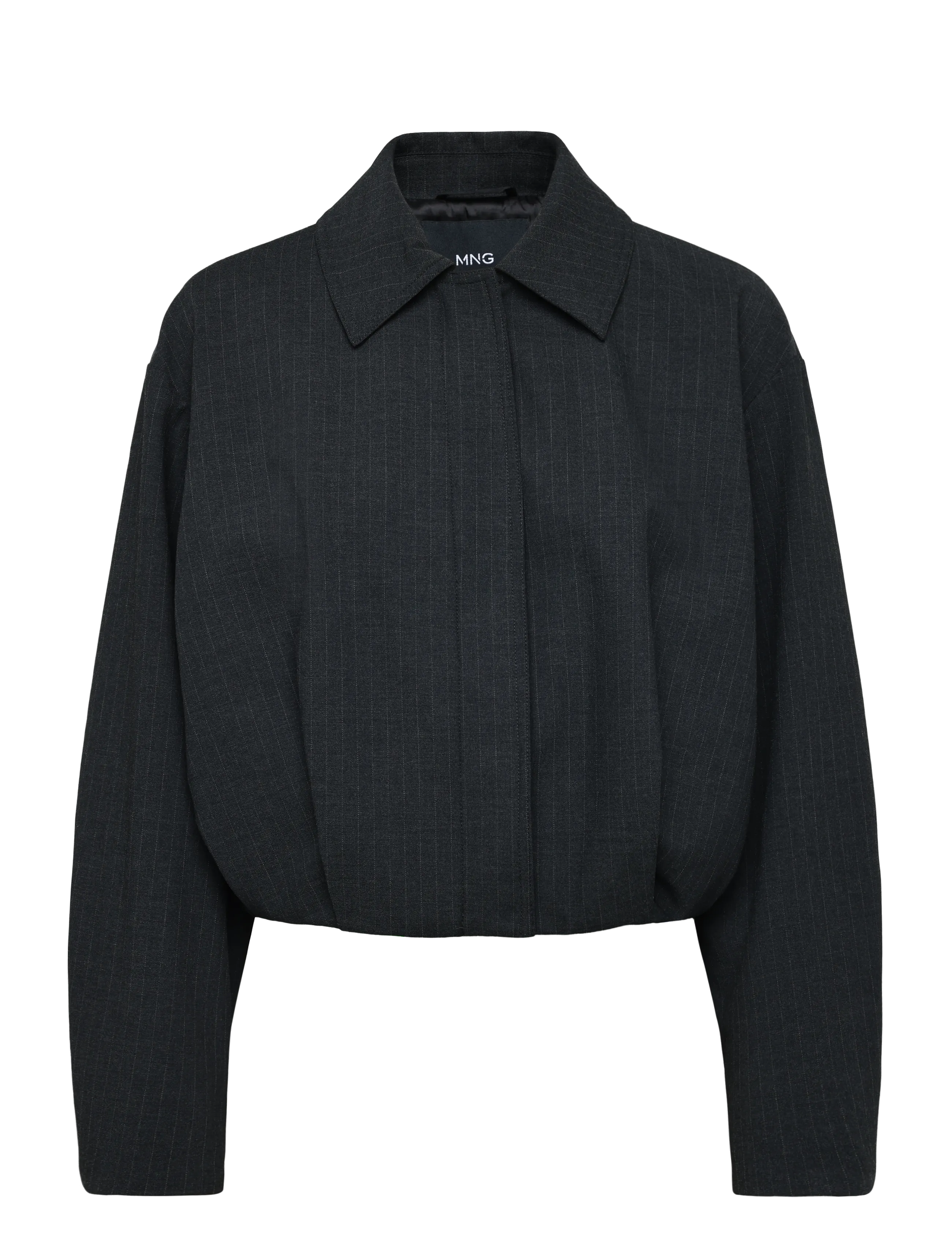 Mango - Pinstripe bomber jacket - vårjackor - grey - 1