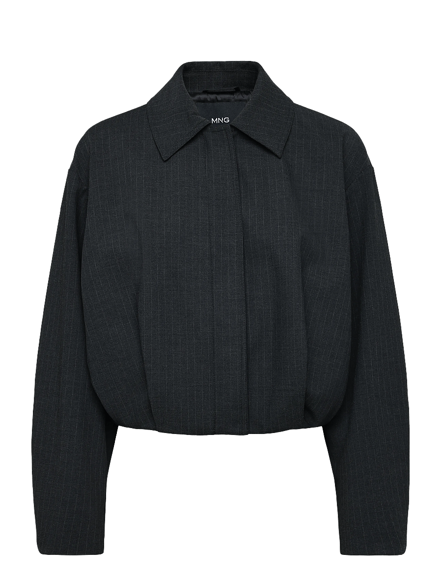 Mango - Pinstripe bomber jacket - vårjackor - grey - 1