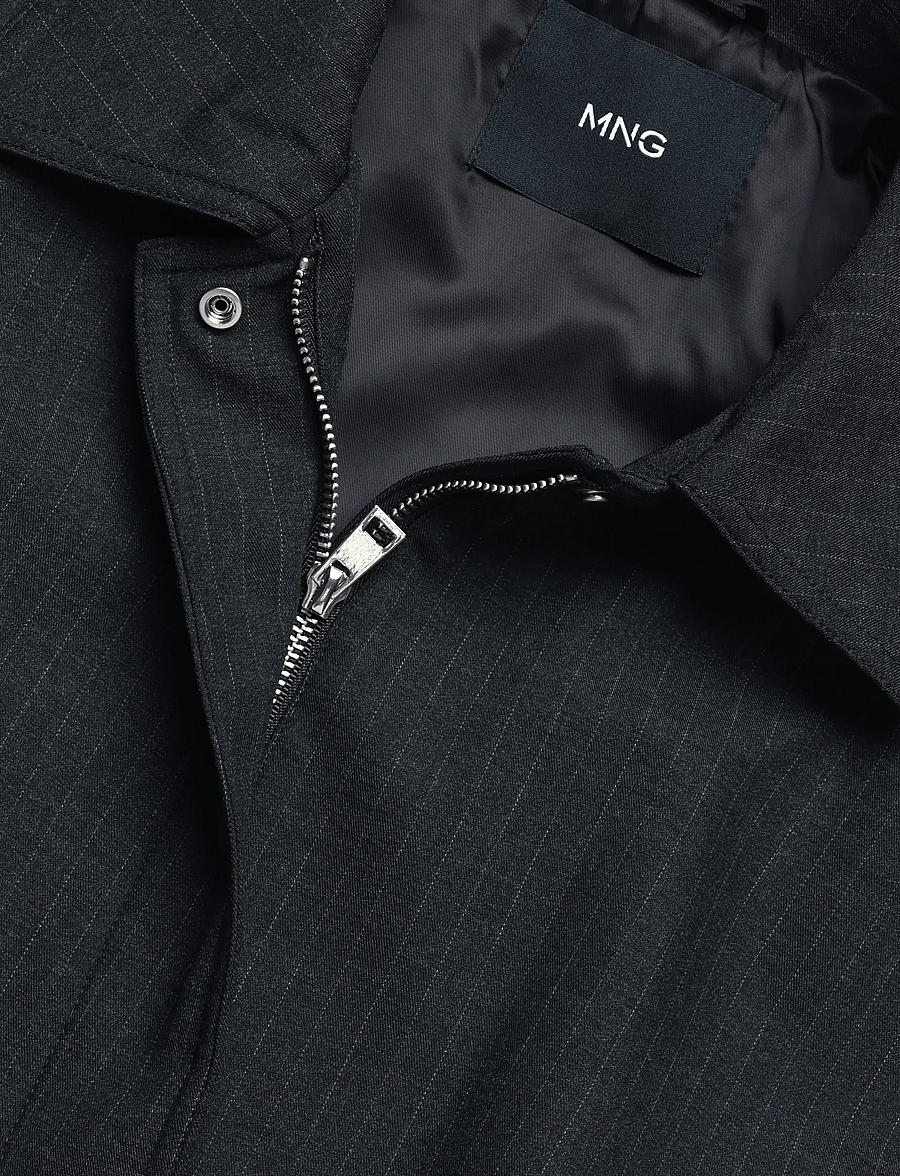 Mango - Pinstripe bomber jacket - vårjackor - grey - 4