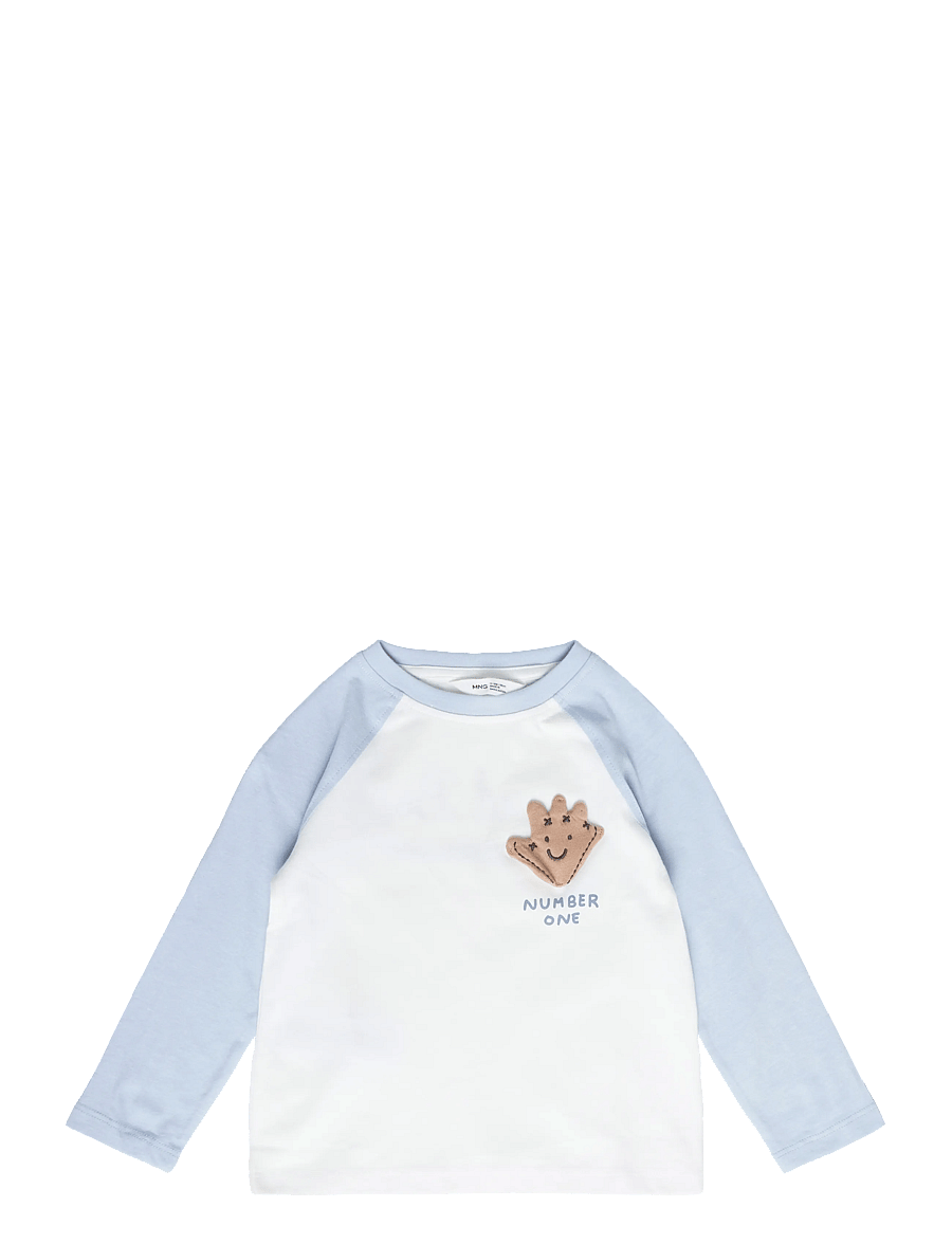 Mango - Contrast raglan T-shirt - långärmade t-shirts - lt-pastel blue - 0