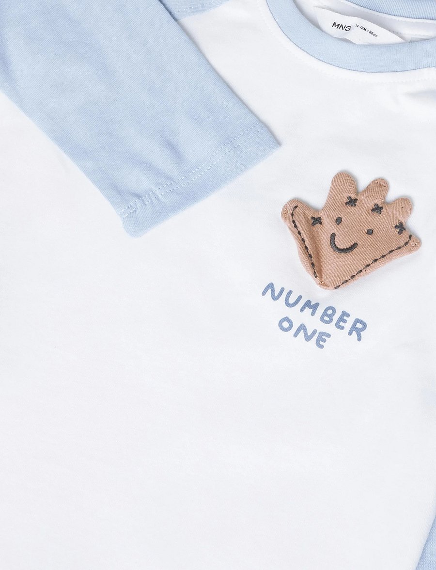 Mango - Contrast raglan T-shirt - långärmade t-shirts - lt-pastel blue - 2