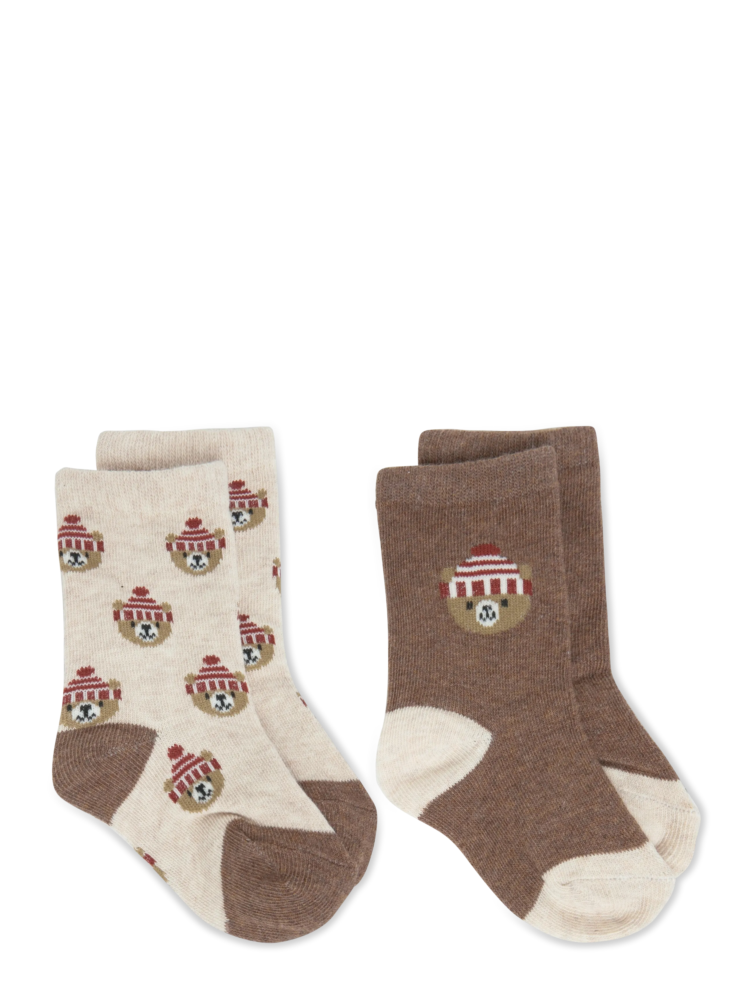 Mango - 2-pack teddy bear print socks - bebisstrumpor - brown - 1