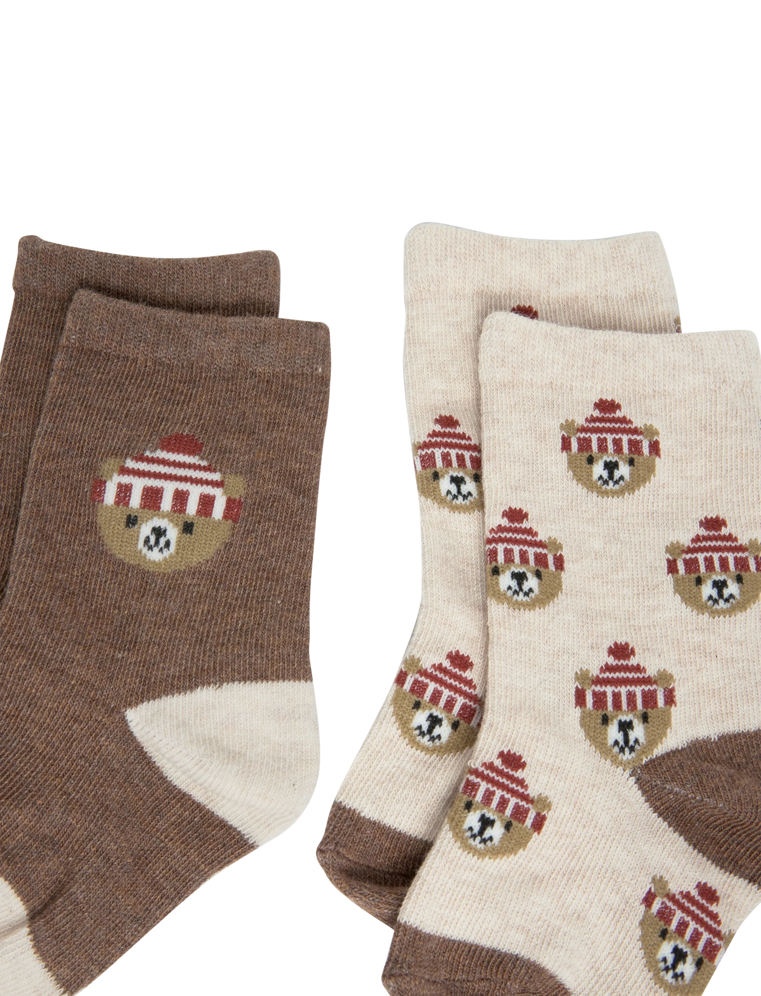 Mango - 2-pack teddy bear print socks - bebisstrumpor - brown - 2