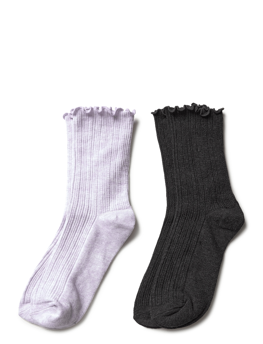 Mango - 2 pack ribbed socks - strømper - lt-pastel purple - 0