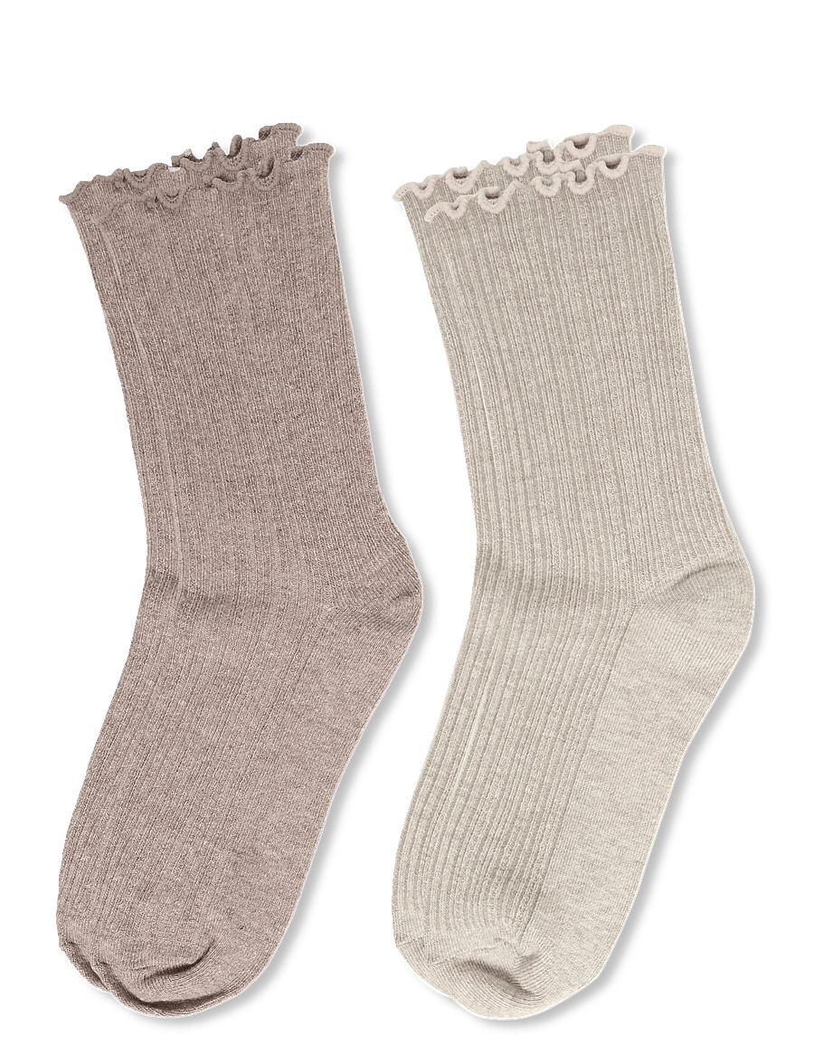 Mango - 2 pack ribbed socks - strømper - medium brown - 0