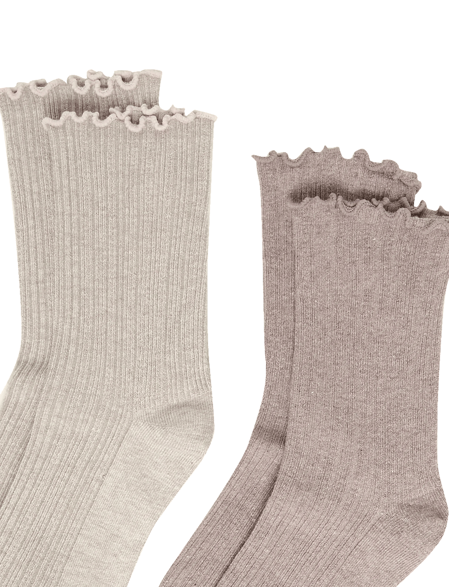 Mango - 2 pack ribbed socks - strømper - medium brown - 2