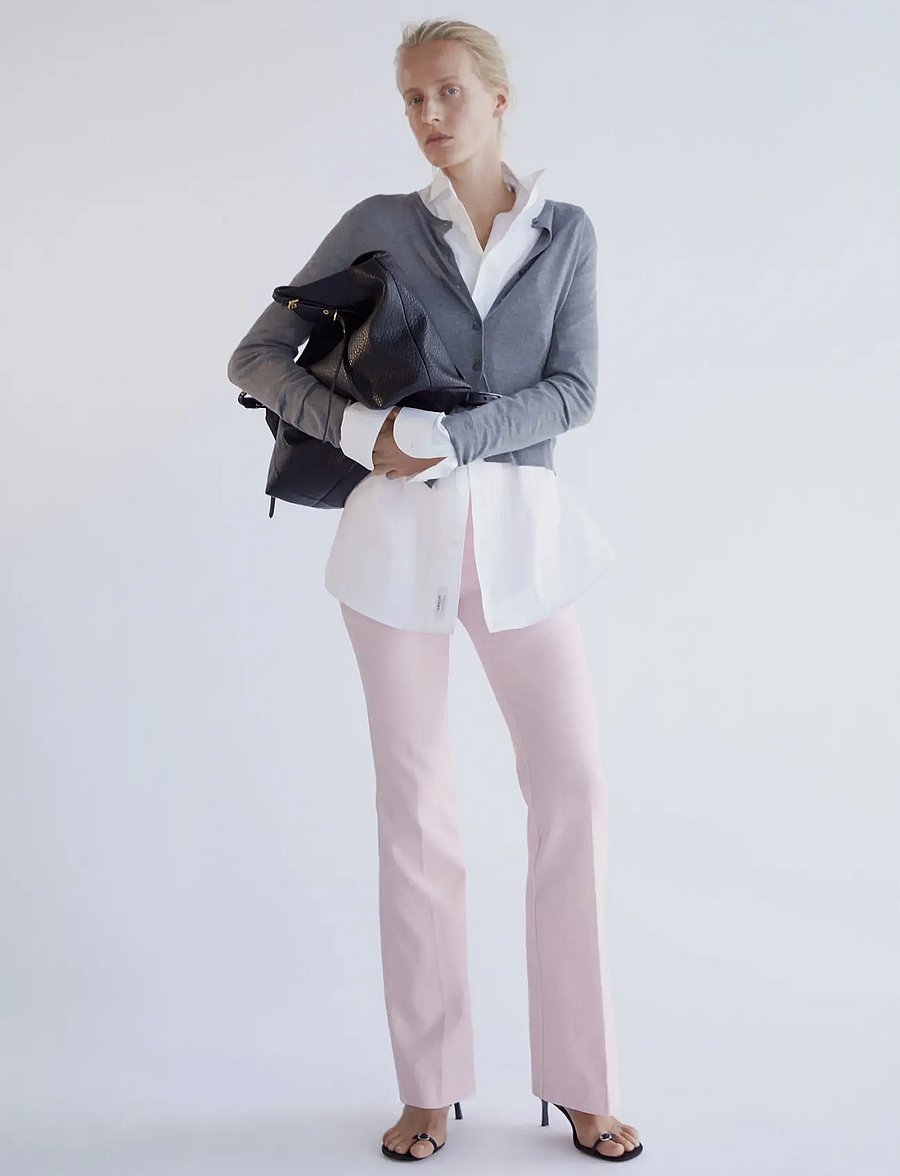 Mango - Mid-rise flare trousers - flare bukser - lt-pastel pink - 0