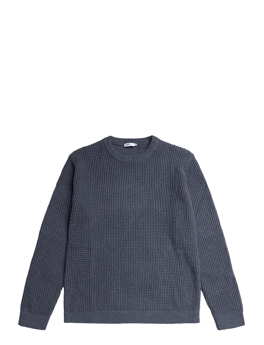 Mango - Structured knitted sweater - trøjer - dark blue - 0