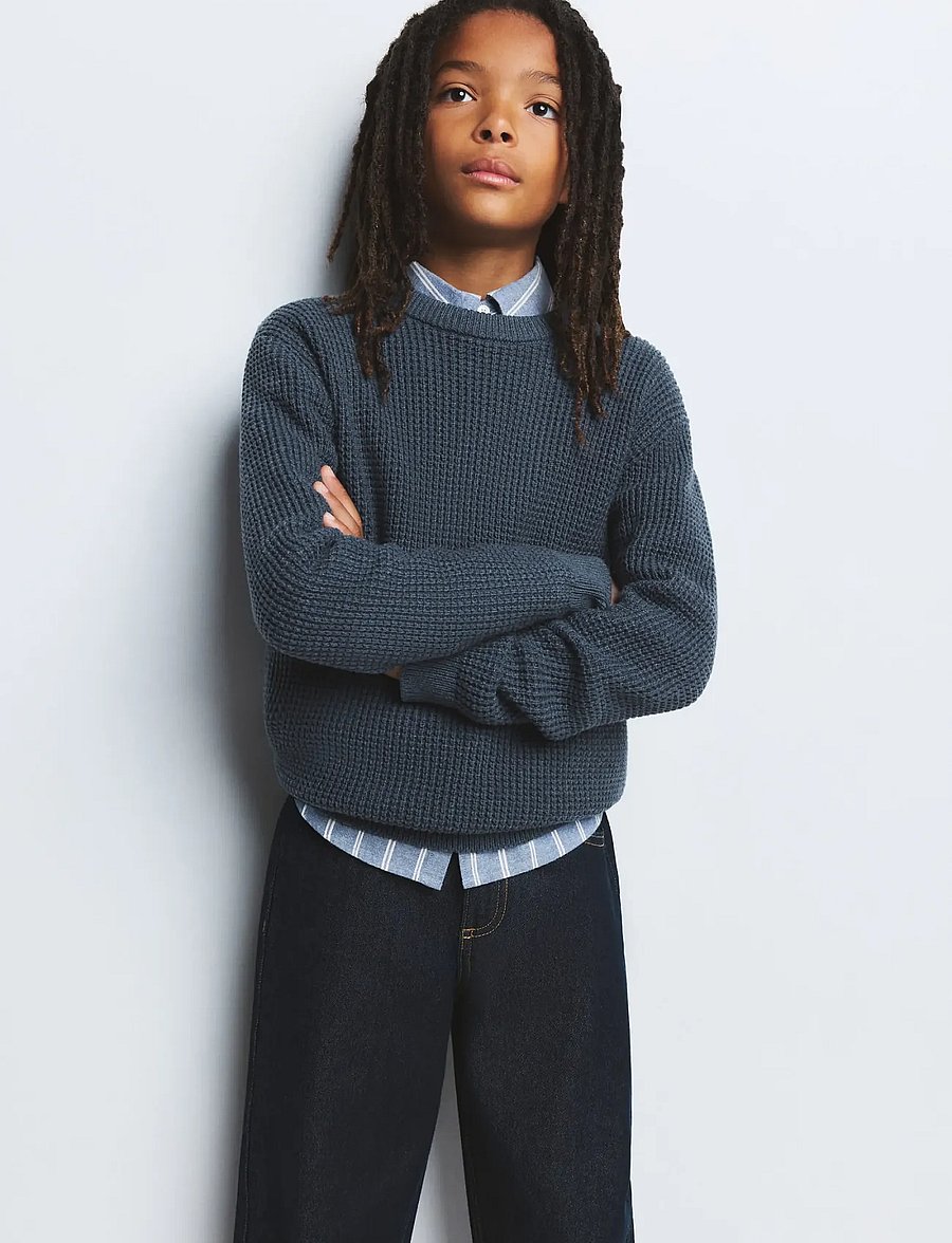 Mango - Structured knitted sweater - stickade tröjor - dark blue - 0