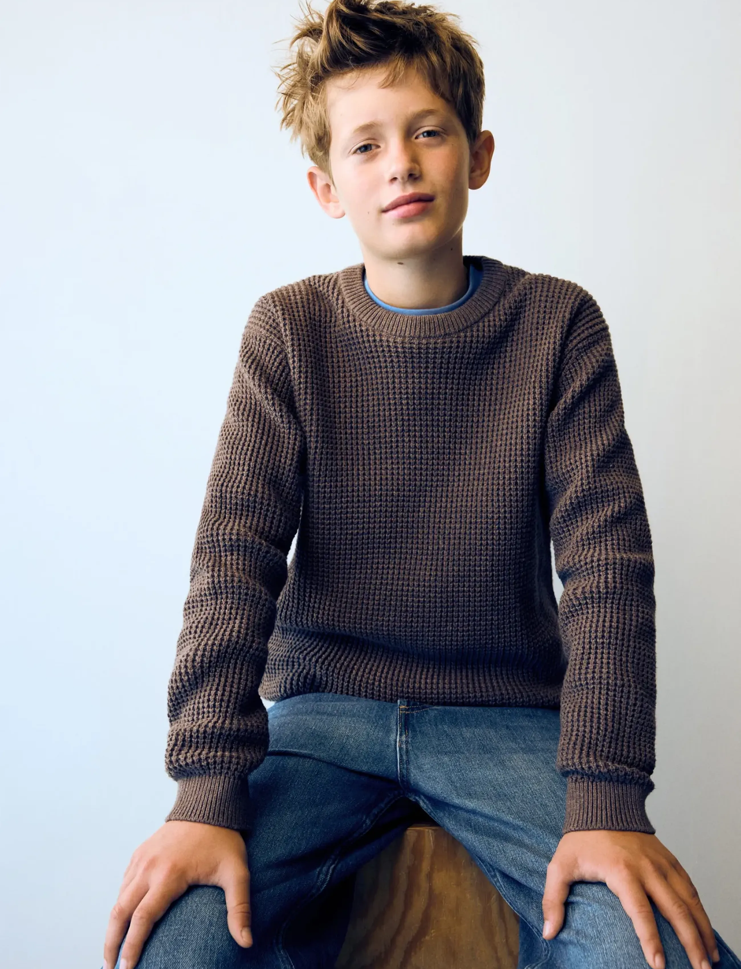 Mango Structured knitted sweater - Overdele - MEDIUM BROWN / brown