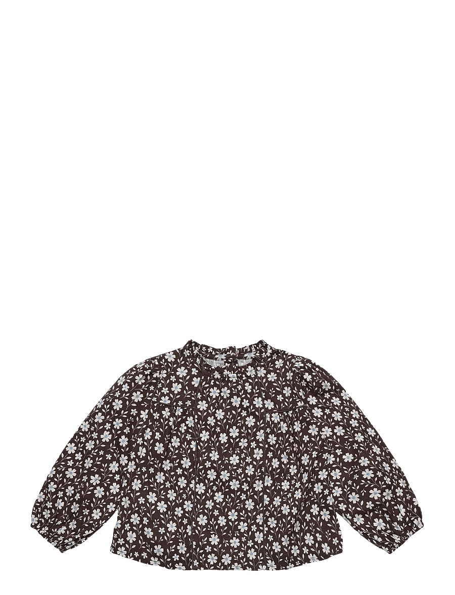 Mango - Floral print blouse - blusar & tunikor - brown - 0