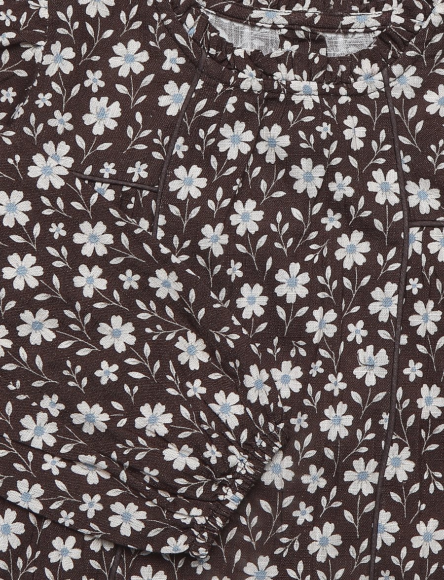 Mango - Floral print blouse - blusar & tunikor - brown - 2