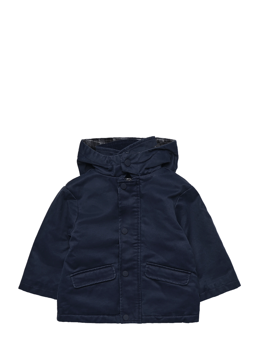 Mango - Waxed jacket with hood - regnjackor - navy - 0