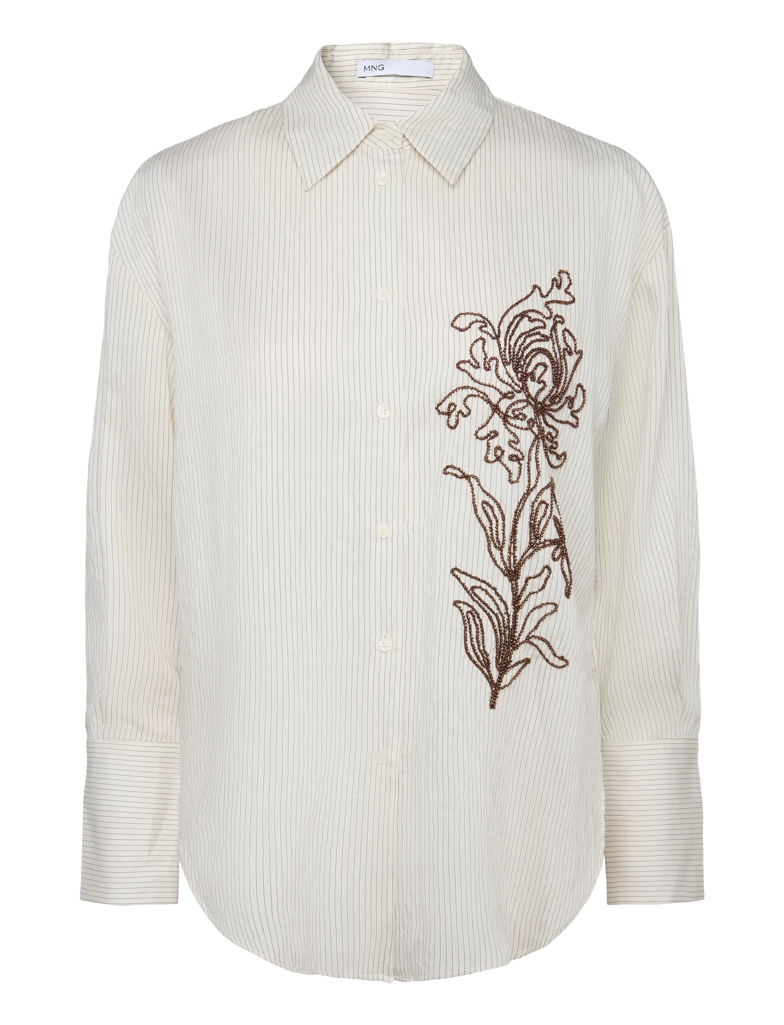 Mango Flower embroidered striped shirt - Vardagsstil - NATURAL WHITE / white