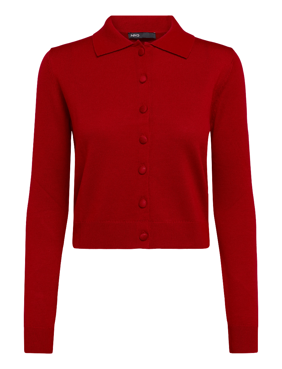 Mango - Cardigan with buttons and lapel collar - cardigans - red - 1