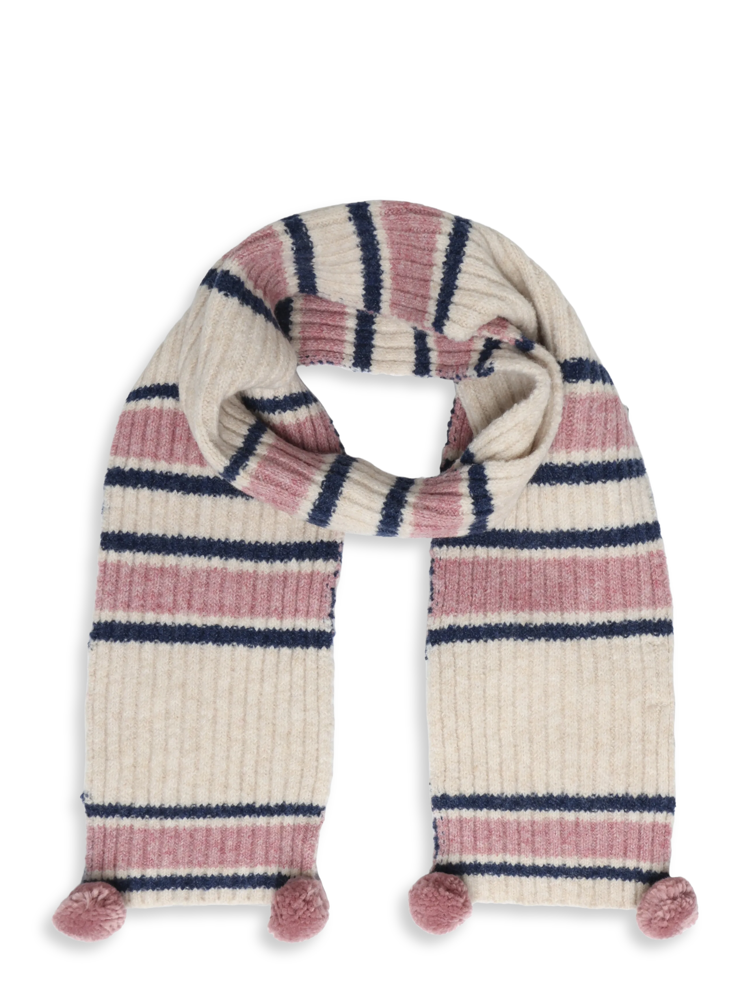 Mango Striped knit scarf - Accessoarer - LT-PASTEL PINK / pink/rose