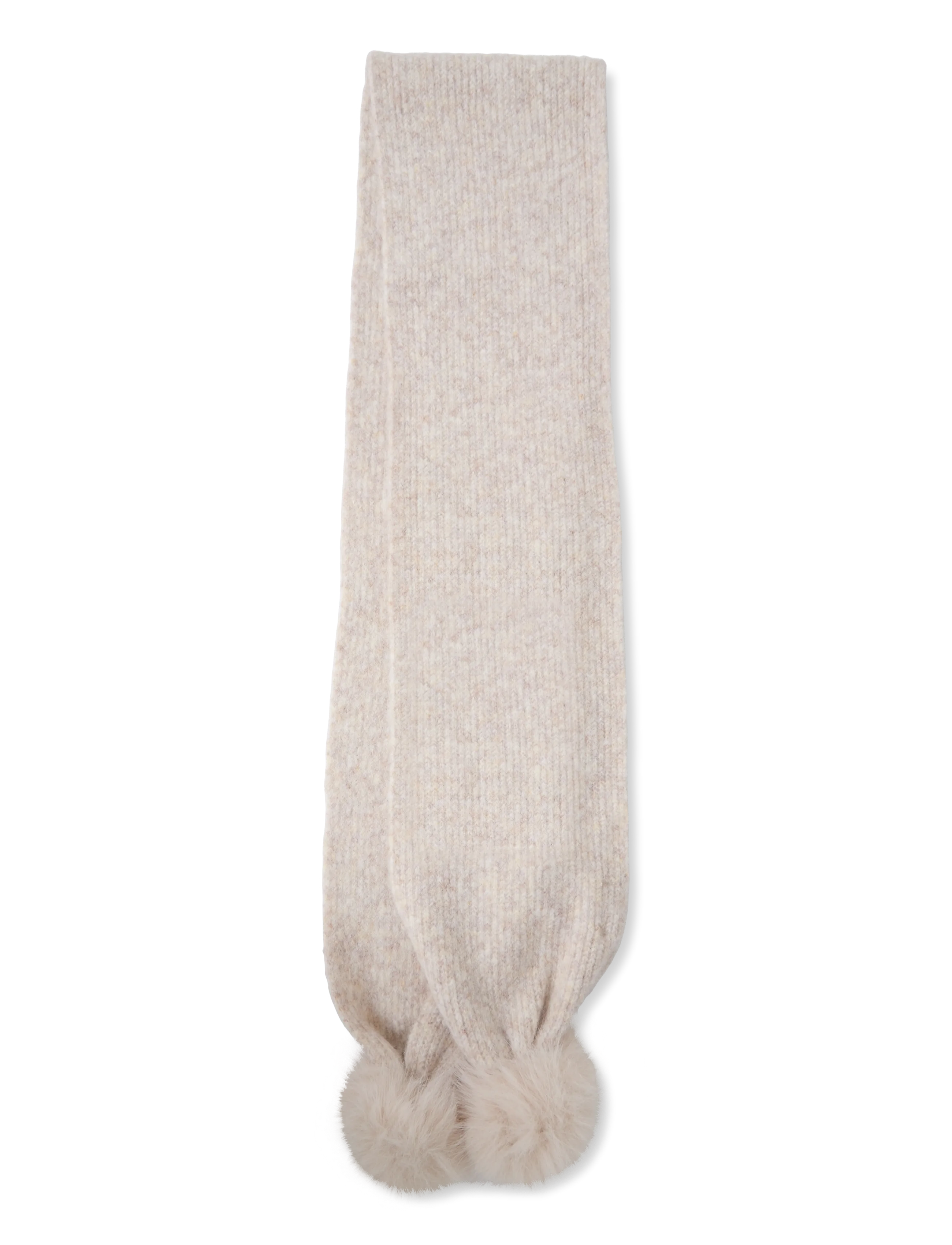 Mango Ribbed scarf with pom-poms - Accessoarer - LT PASTEL BROWN / beige