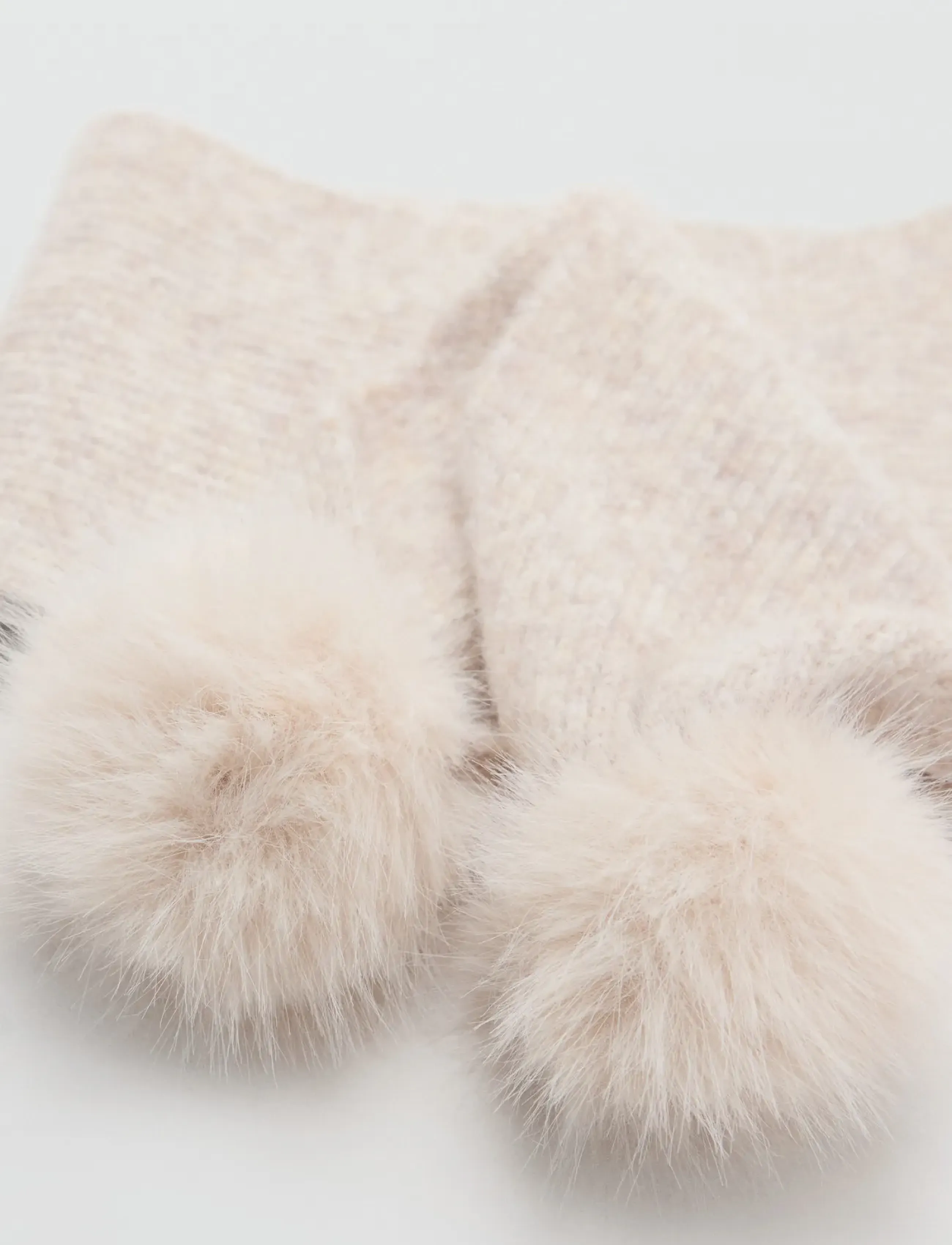 Mango - Ribbed scarf with pom-poms - lt pastel brown - 1