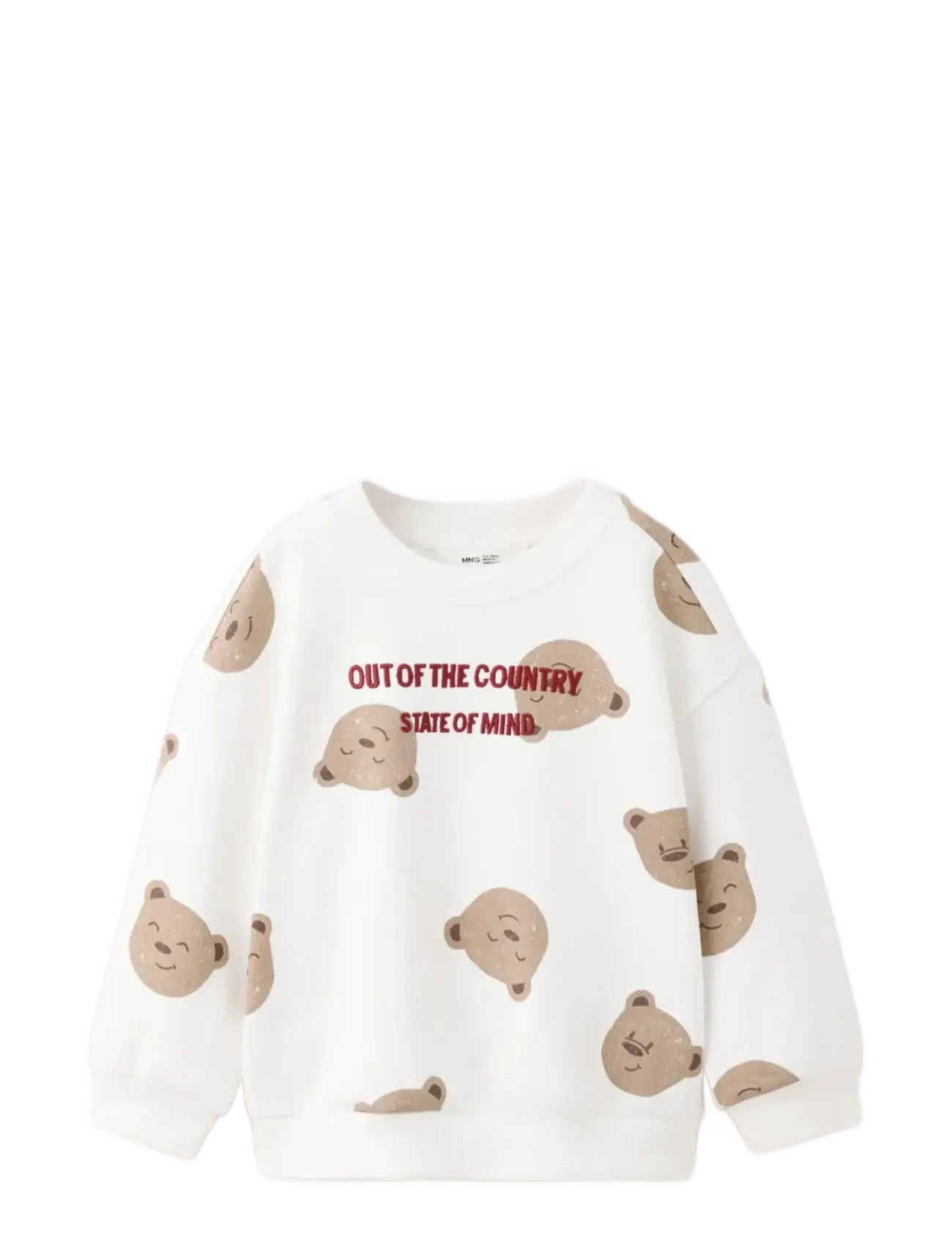 Mango - Cotton sweatshirt with teddy bear print - natural white - 1