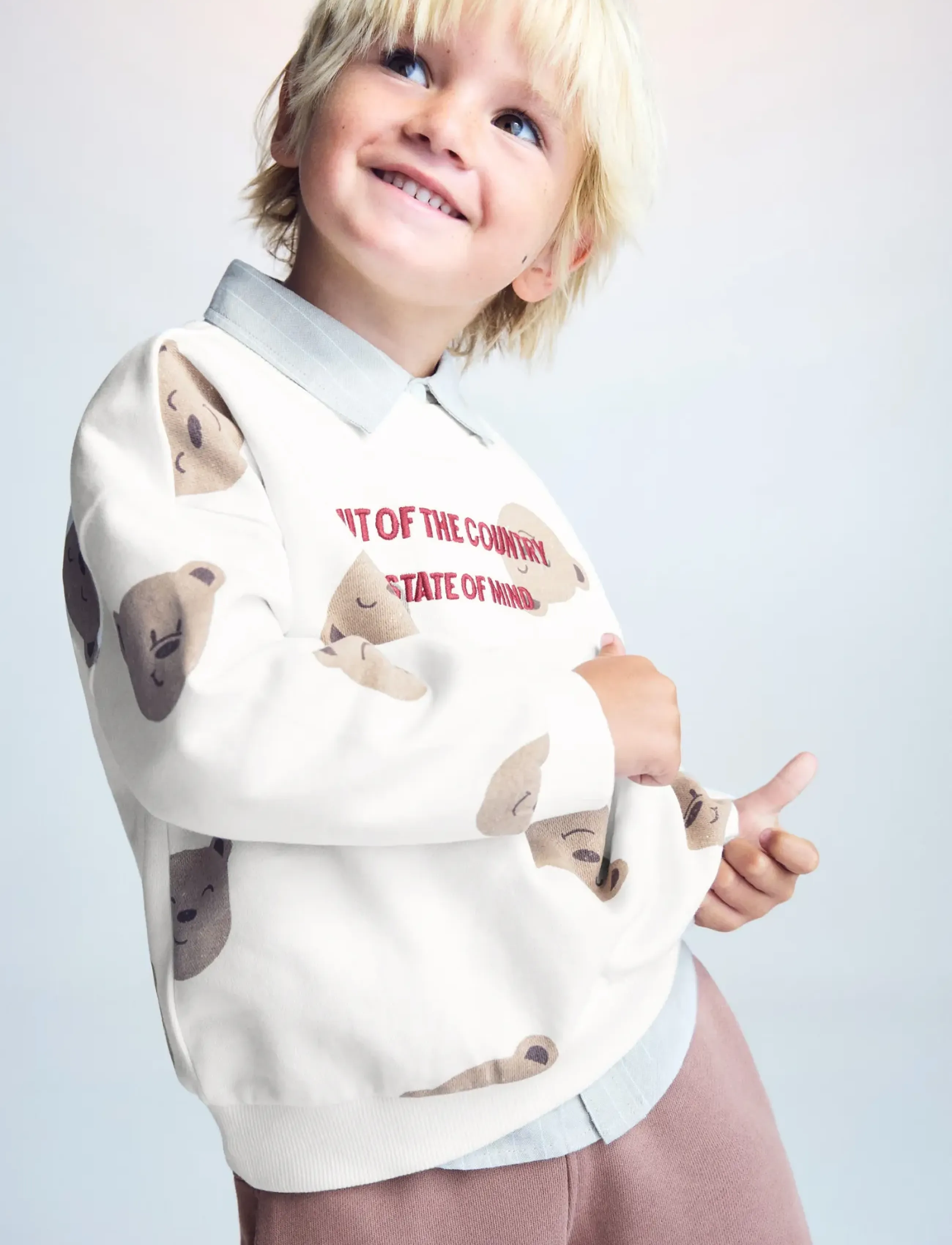 Mango Cotton sweatshirt with teddy bear print - Mango - NATURAL WHITE / white