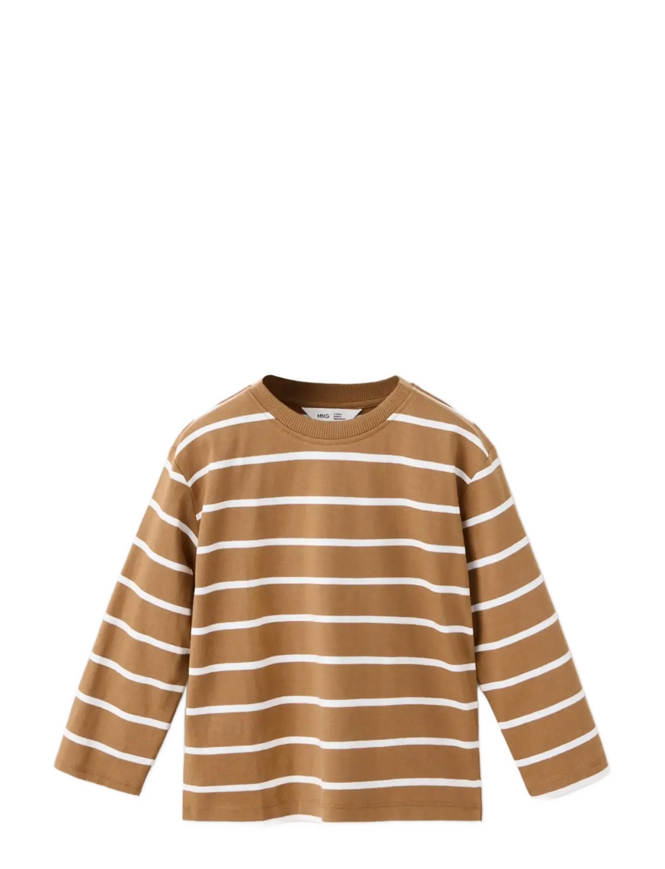 Mango - Striped cotton T-shirt - dark brown - 1
