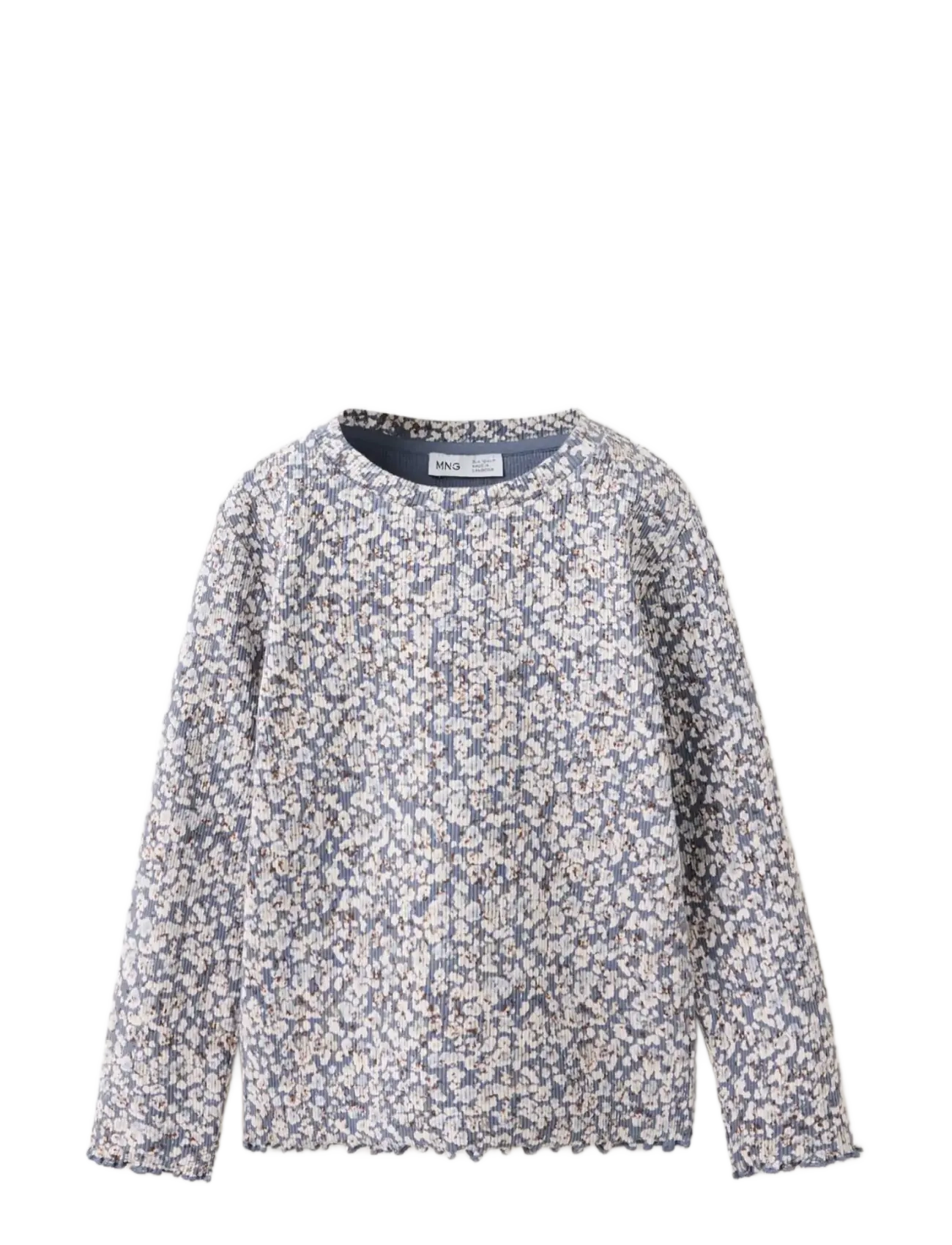 Mango Ribbed flower T-shirt - Toppe og t-shirts - MEDIUM BLUE / blue