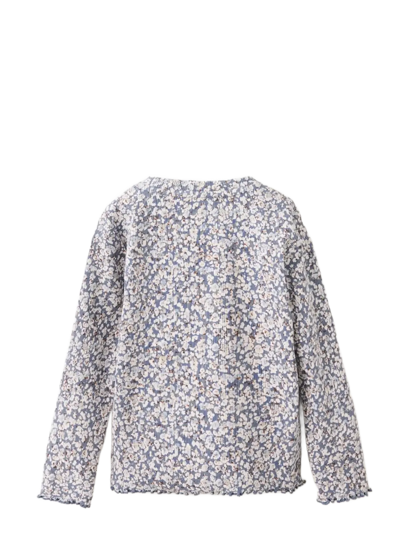 Mango - Ribbed flower T-shirt - langærmede t-shirts - medium blue - 1