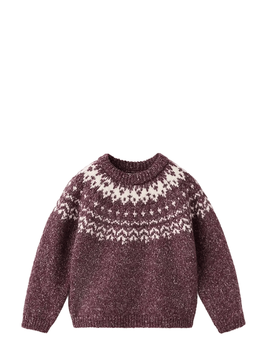 Mango - Printed knit sweater - trøjer - dark red - 0