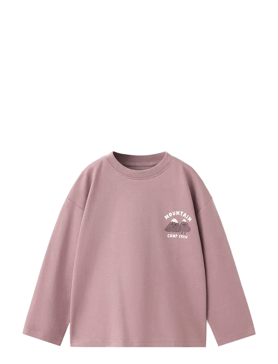 Mango - 100% cotton printed t-shirt - langærmede t-shirts - lt-pastel purple - 0