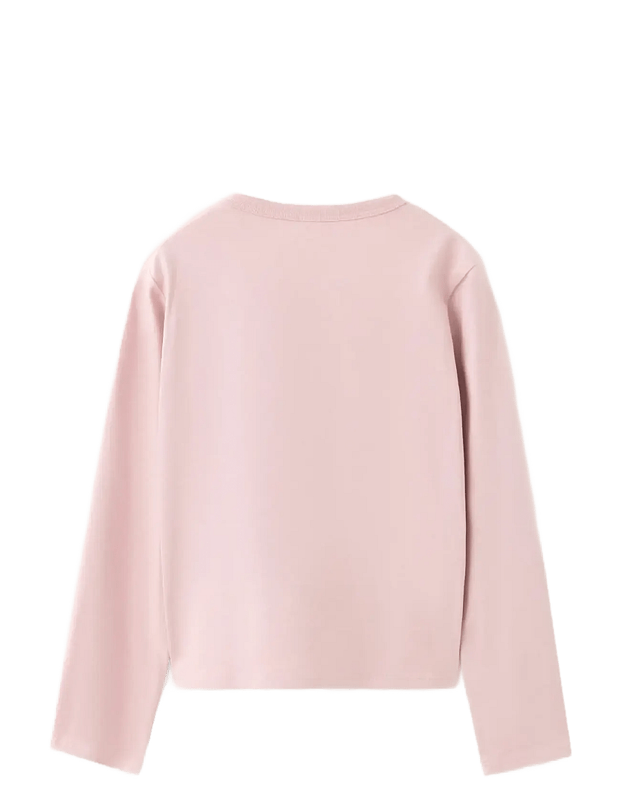 Mango - Cotton T-shirt with print detail - långärmade t-shirts - pink - 1