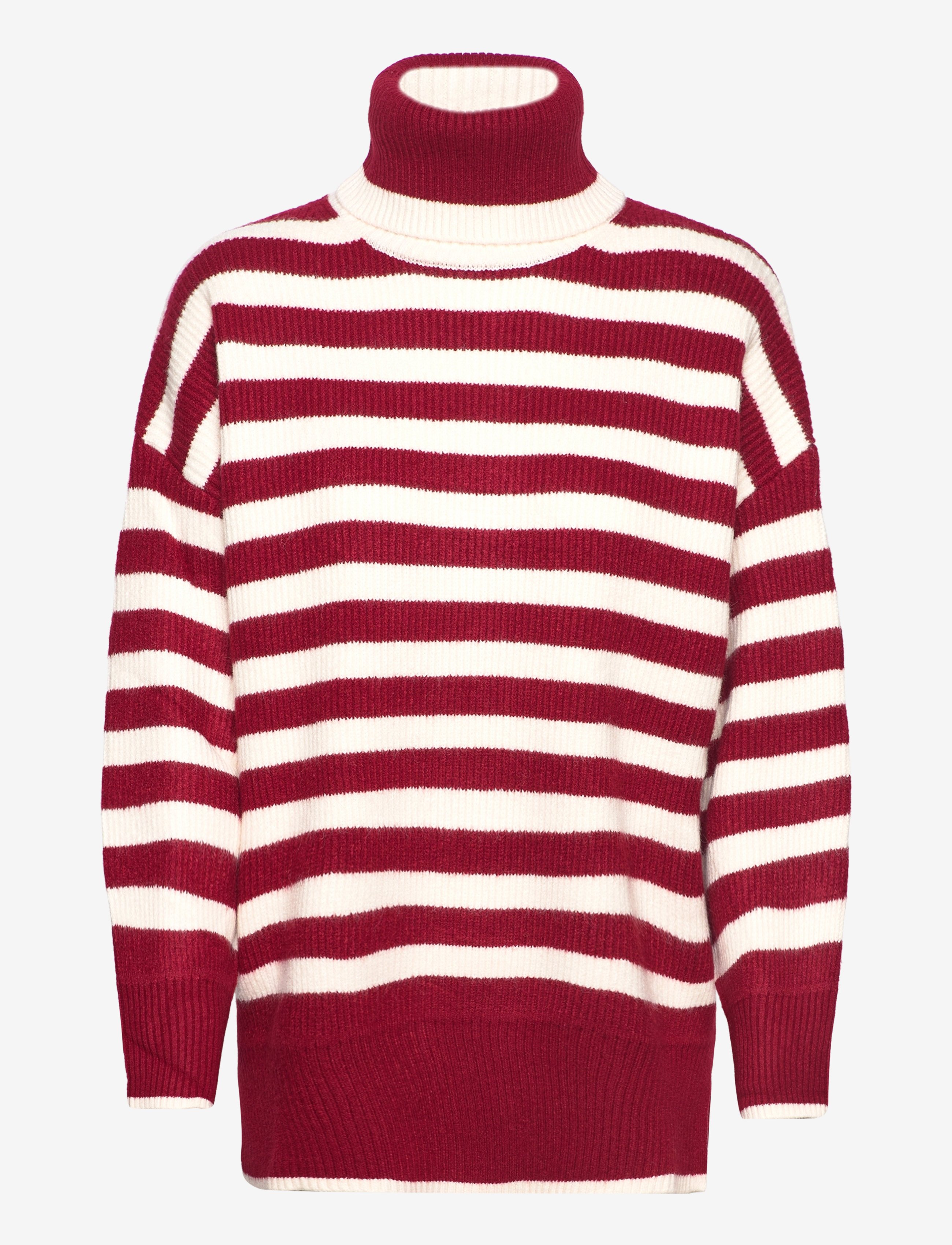 Mango - Striped turtleneck sweater - efterårstøj - maroon - 0