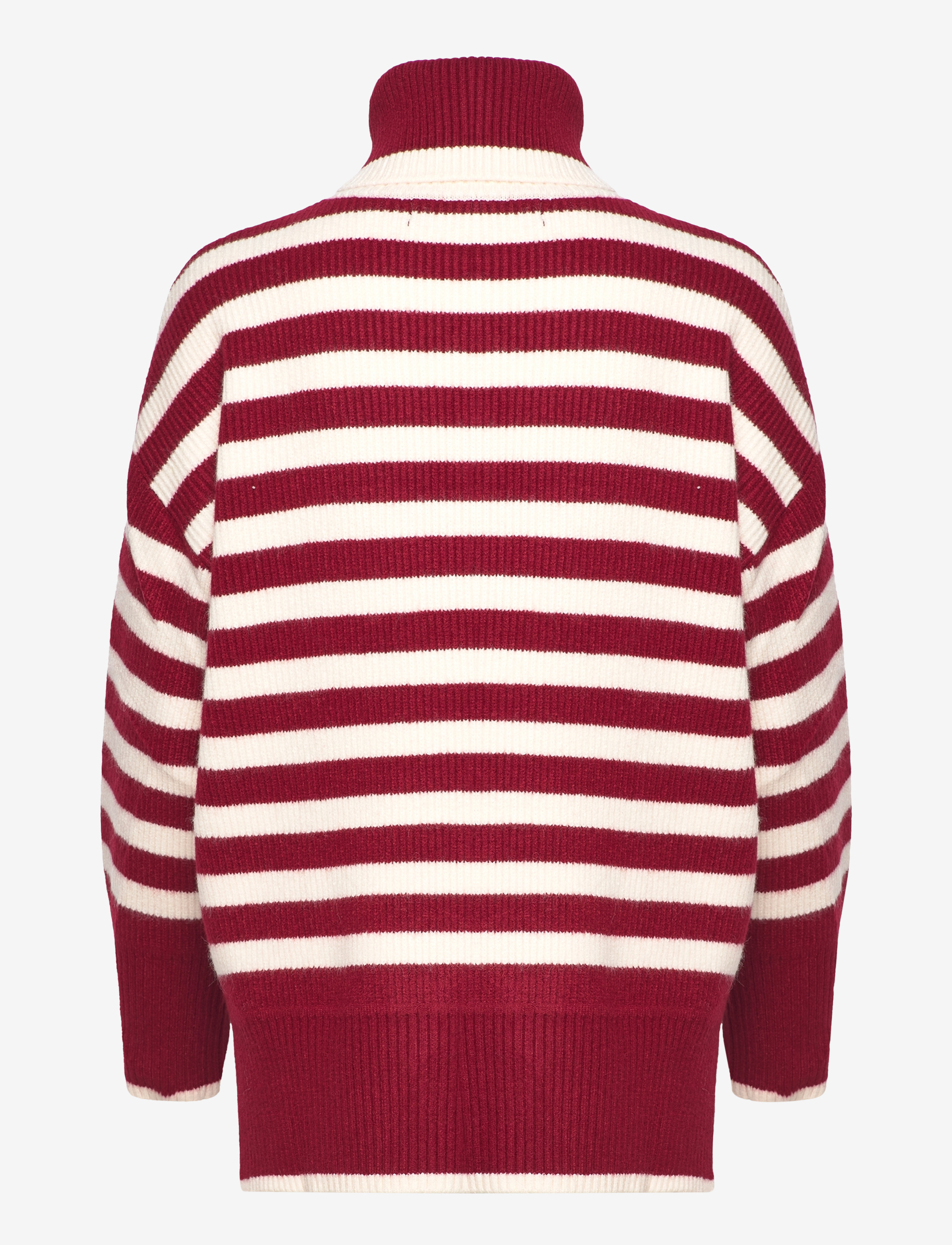 Mango - Striped turtleneck sweater - efterårstøj - maroon - 1