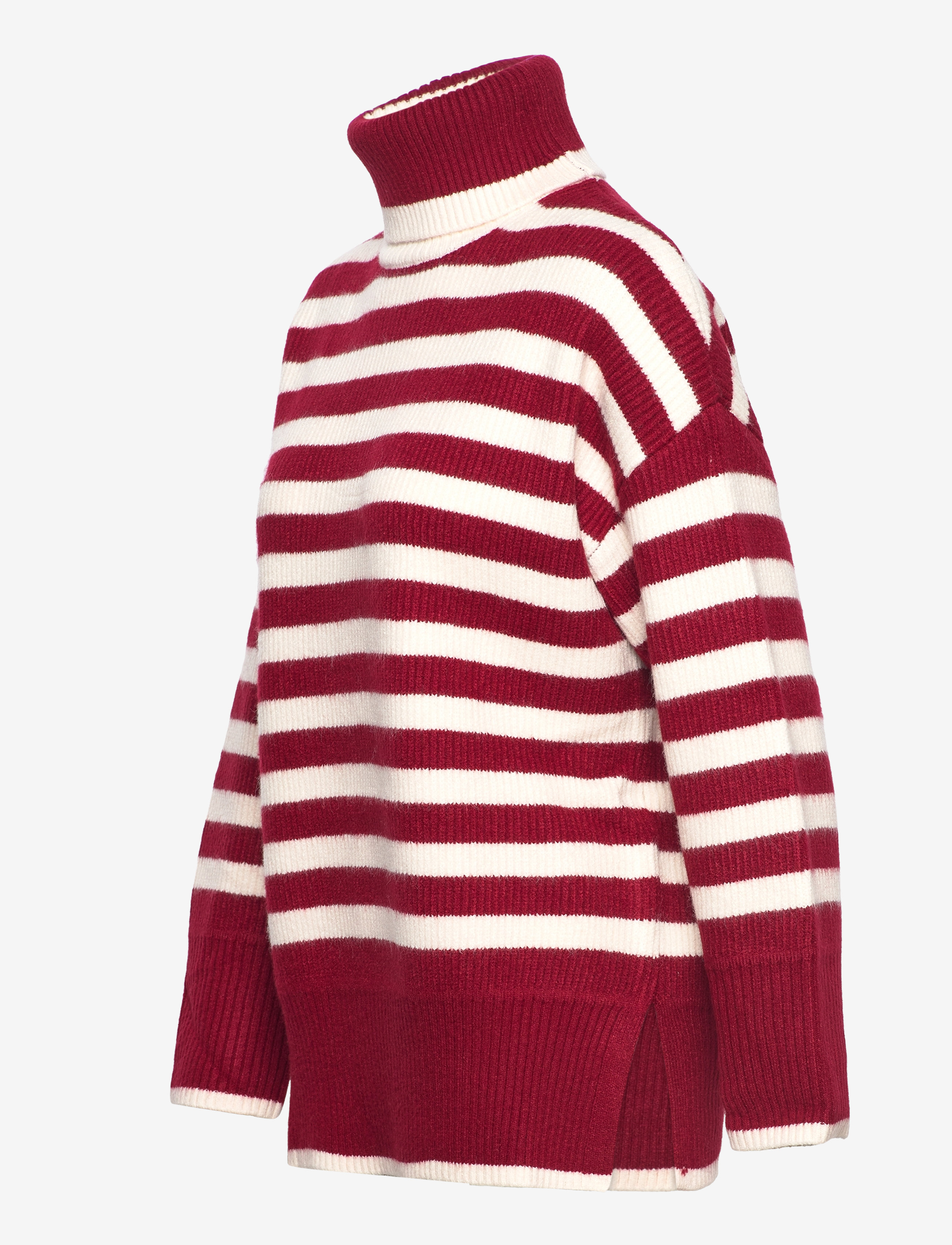 Mango - Striped turtleneck sweater - efterårstøj - maroon - 2