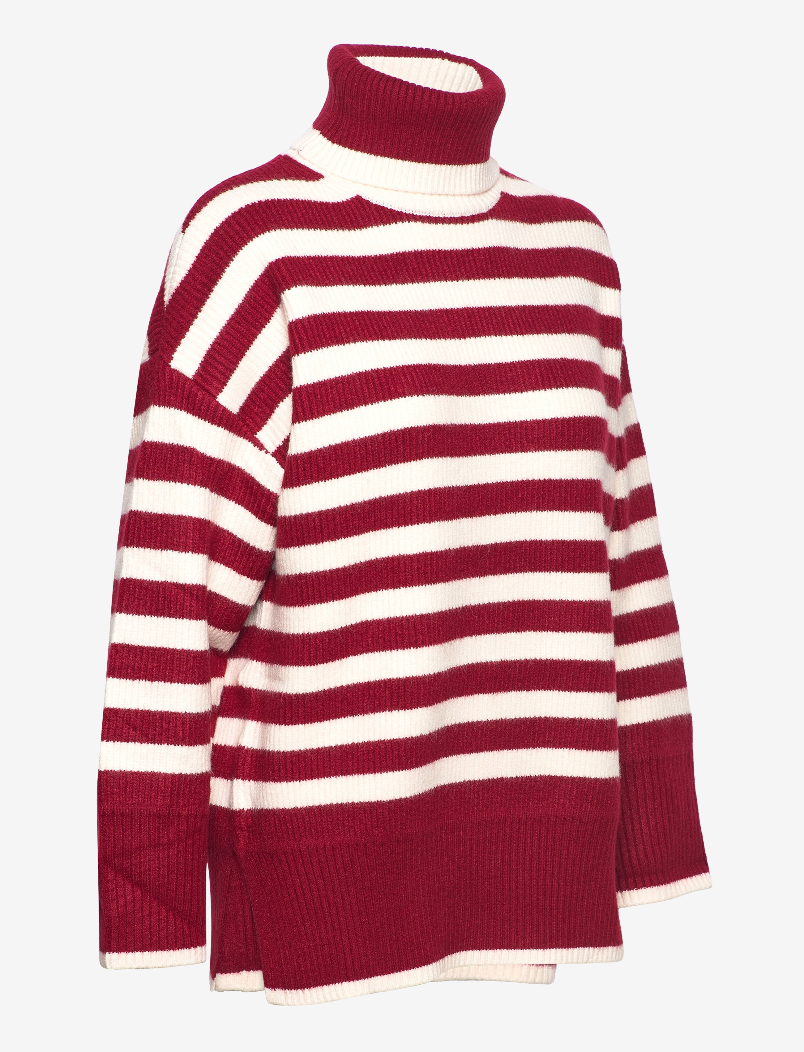 Mango - Striped turtleneck sweater - efterårstøj - maroon - 3