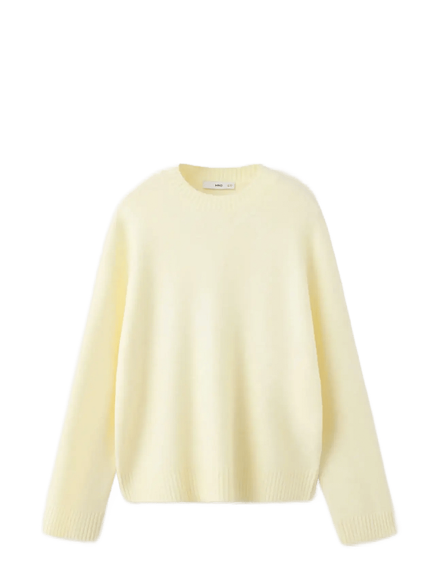Mango - Round-neck knitted sweater - striktrøjer - yellow - 0