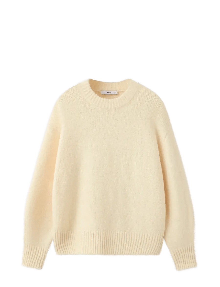 Mango - Round-neck knitted sweater - striktrøjer - yellow - 1