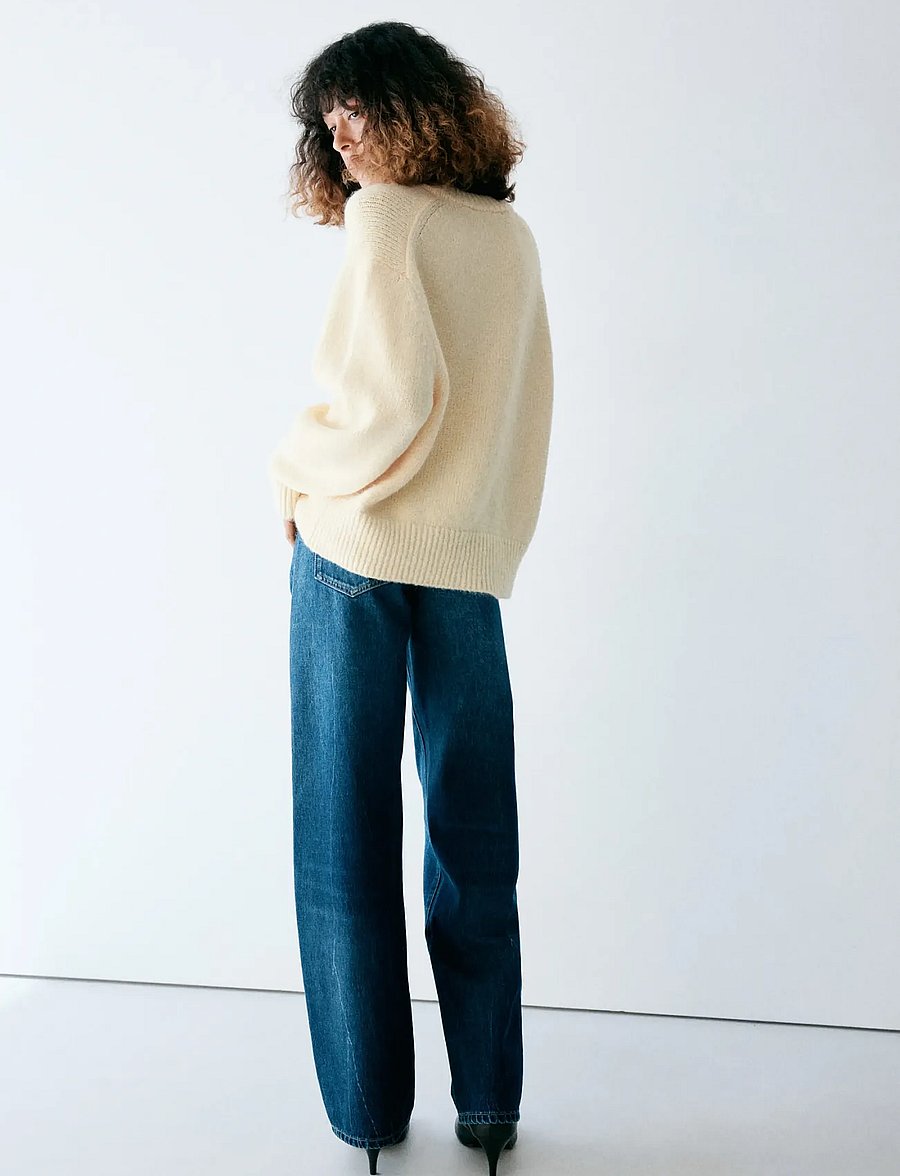 Mango - Round-neck knitted sweater - striktrøjer - yellow - 2