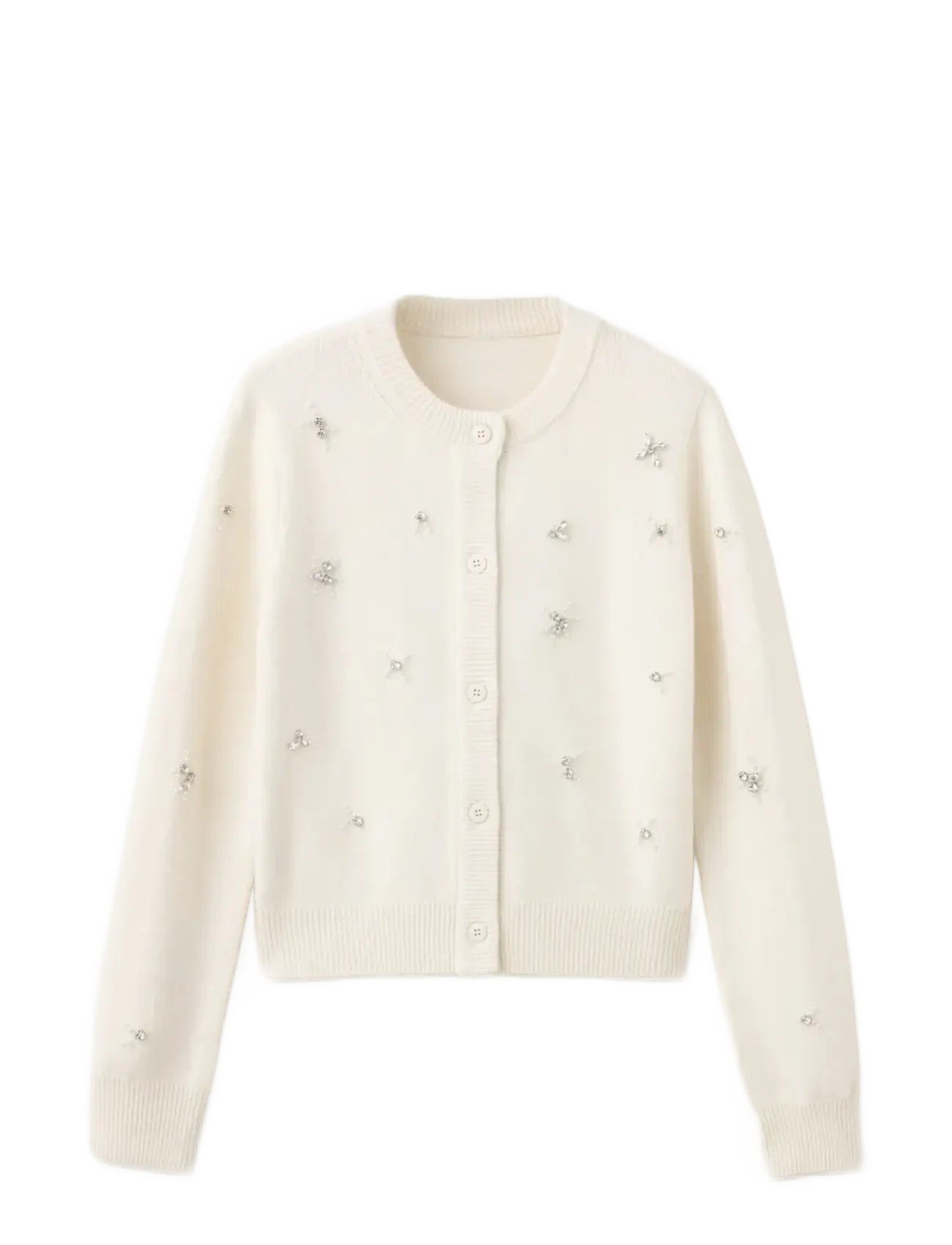 Mango Cardigan with beads and rhinestones -  - LIGHT BEIGE / beige