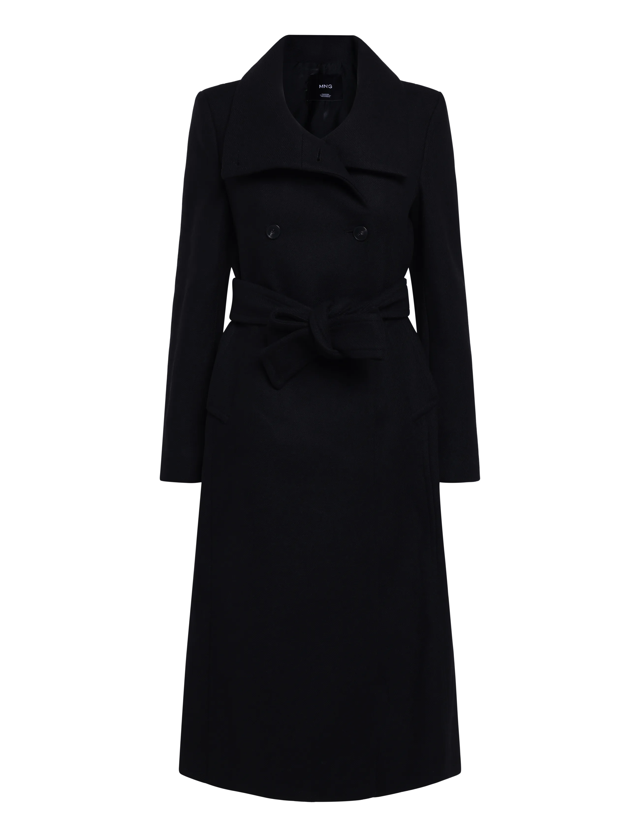 Mango Manteco wool coat with funnel neck - Streetstyle - BLACK / black