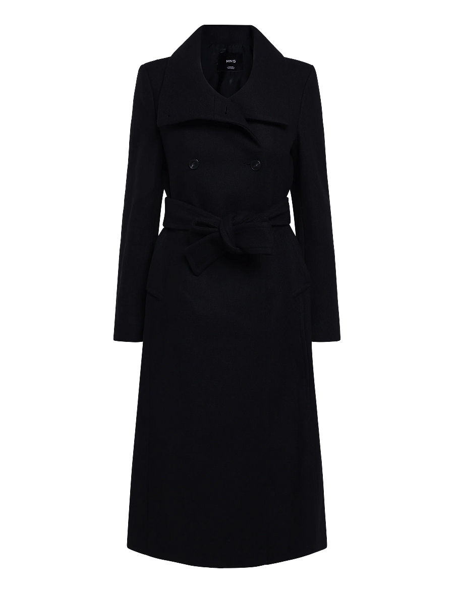 Mango - Manteco wool coat with funnel neck - vinterjakker - black - 0