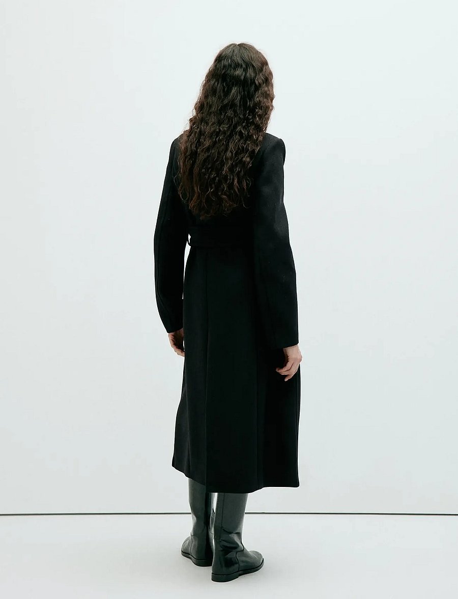 Mango - Manteco wool coat with funnel neck - vinterjackor - black - 3